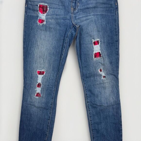 Gap Outlet Legging Jeans Womens 6/28 Patch Distressing Blue Measures 30 x 29.5 - Picture 7 of 12